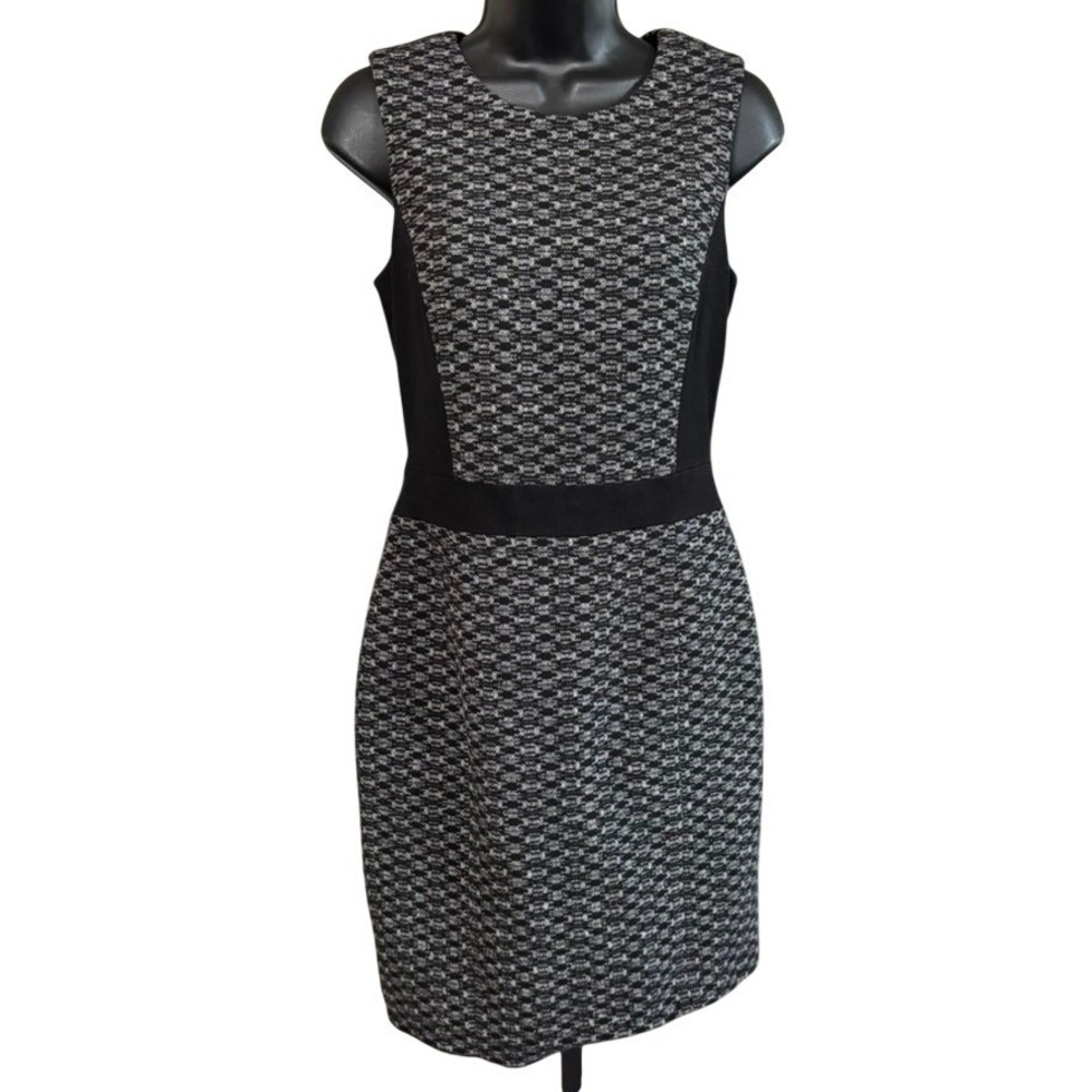 Theory Toli Chevon Dress Sz 4 Black Wool Office Career Casual